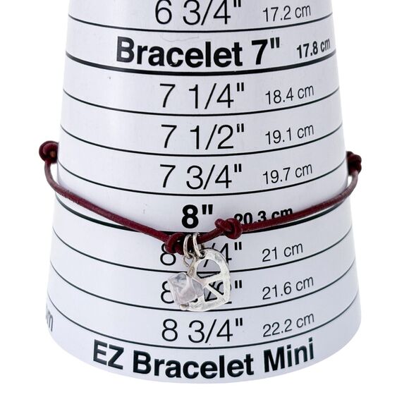 Vintage JCM Sterling Silver 925 Peace Heart Quartz Charms Bracelet Adjustable - Picture 3 of 5